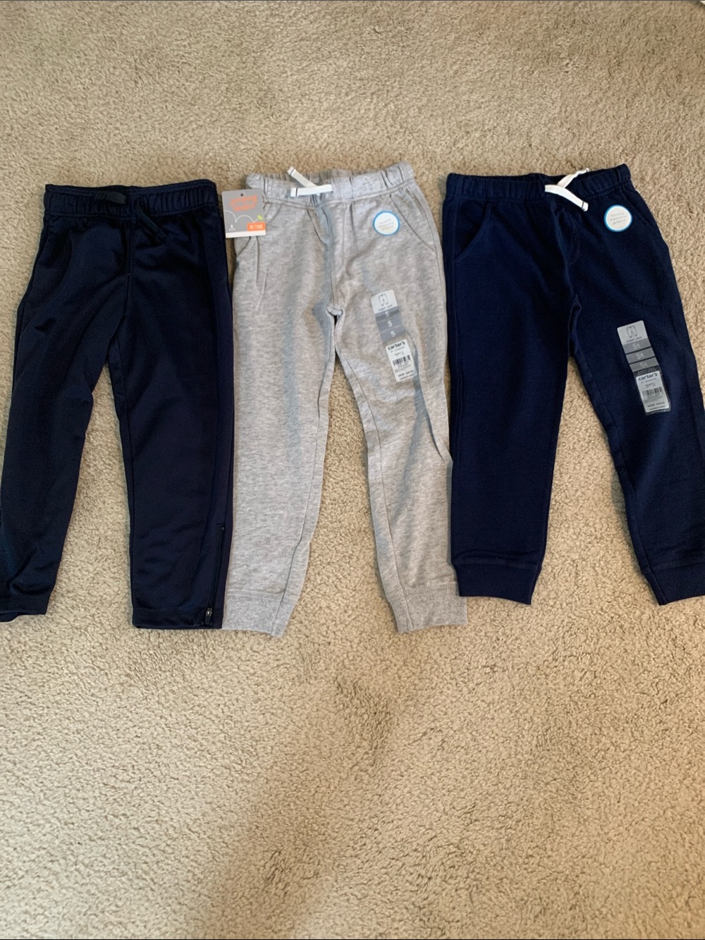 All New - Carter's Boys Navy & Gray Jogger Pants - 3-Pack Style